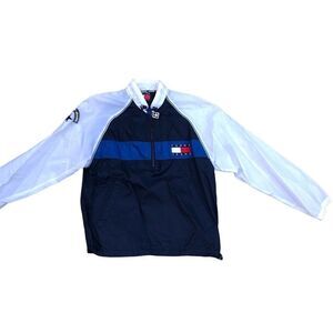 TOMMY Hilfiger Jacket Medium White/Navy Windbreaker
